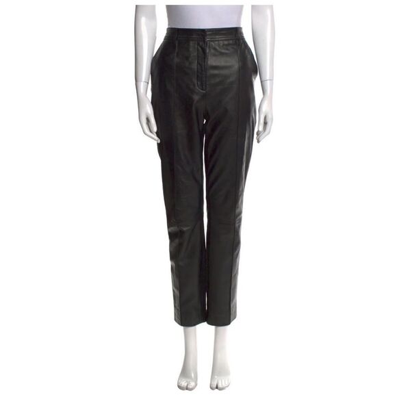 VICTORIA BECKHAM Lamb Leather Straight Leg Pants 8 - Picture 1 of 11
